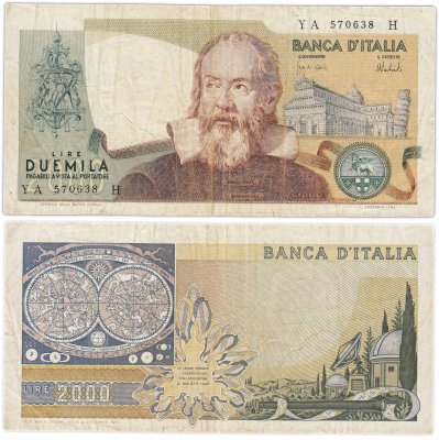 купить Италия 2000 лир 1973 года