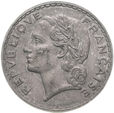 купить Франция 5 франков (francs) 1933 женское лицо обращено влево