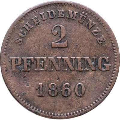 купить Германия, Бавария 2 пфеннига 1860