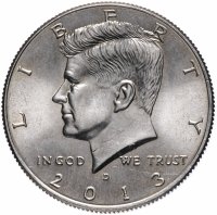 Купить США 50 центов (1/2 доллара, half dollar) 2013 D Kennedy Half Dollar знак монетного двора: "D"