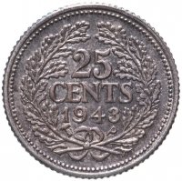 купить Нидерланды 25 центов (cents) 1943
