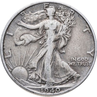 купить США 50 центов (1/2 доллара, half dollar) 1940 S Walking Liberty Half Dollar знак монетного двора: "S" - Сан-Франциско