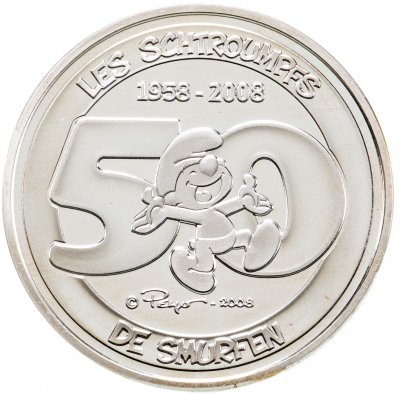 купить Бельгия 5 евро 2008 "50 лет смурфикам"