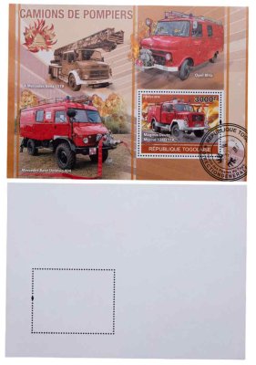 купить Того марки квартблок "Автомобили. Машины. Пожарная машина" 3000 франков 2010