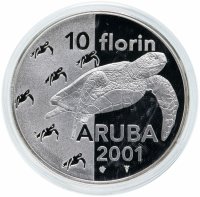 Купить Аруба 10 флоринов 2001 "Черепаха"
