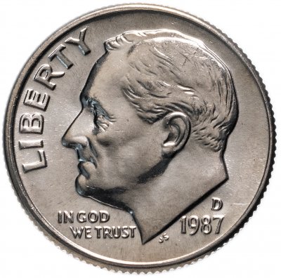 купить США 1 дайм (10 центов) 1965-2021 "Roosevelt Dime", случайная дата и монетный двор