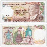 Купить Турция 5000 лир 1970 (1985) Pick 197(1)