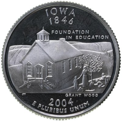 купить США 25 центов (квотер, 1/4 доллара, quarter dollar) 2004 Квотер штата Айова Серебро