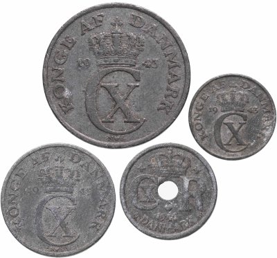 купить Дания набор от 1 до 10 эре 1941-1943 (4 шт)