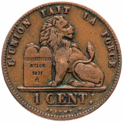 купить Бельгия 1 сантим (centime) 1902 Надпись на французском - 'DES BELGES'