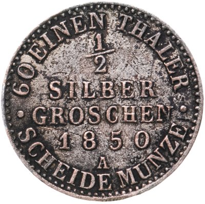 купить Германия, Пруссия 1/2 серебряных гроша 1850