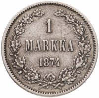 купить 1 марка (markka) 1874 S, монета для Финляндии
