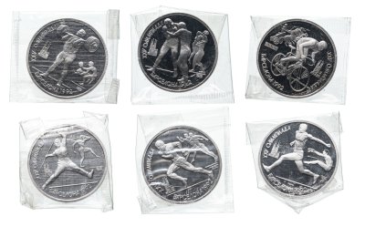 купить Набор монет 1 рубль 1991 "XXV Олимпийские игры 1992 года, Барселона", 6 штук в запайке