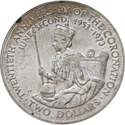 купить Острова Кука 2 dollars (доллара) 1973 20 лет Коронации