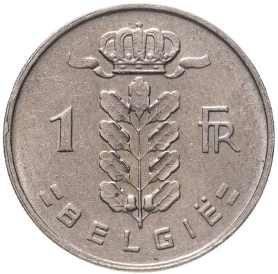 купить Бельгия 1 франк (franc) 1958 надпись на голландском - 'BELGIE'