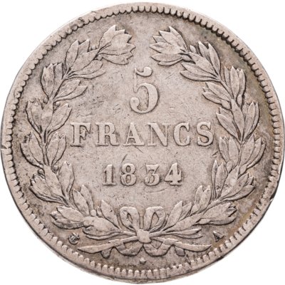 купить Франция 5 франков (francs) 1834 A