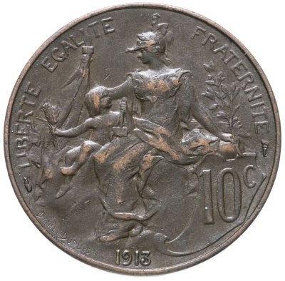 купить Франция 10 сантимов (centimes) 1913