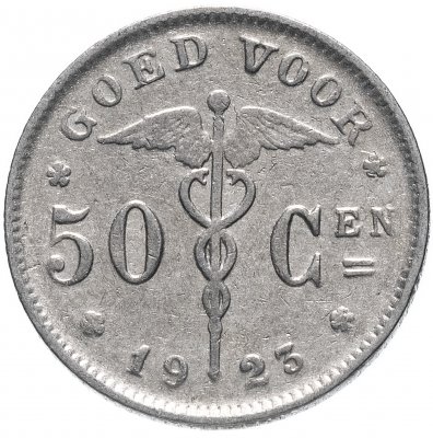 купить Бельгия 50 сантимов (centimes) 1923 (Надпись на голландском - 'BELGIE')