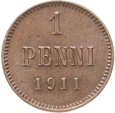 купить 1 пенни 1911, монета для Финляндии