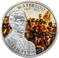 купить Гернси 10 фунтов 2015 "Битва при Ватерлоо" в футляре с сертификатом