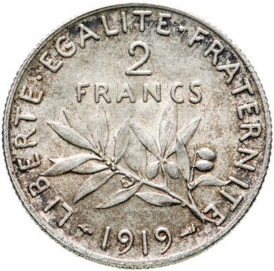 купить Франция 2 франка (francs) 1919