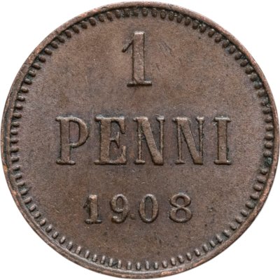 купить 1 пенни (penny) 1908, монета для Финляндии