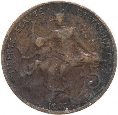 купить Франция 5 сантимов (centimes) 1916