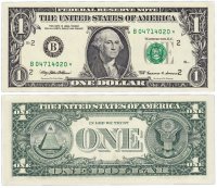 купить США 1 доллар 1999 (Pick 504) * замещенка B-Нью Йорк