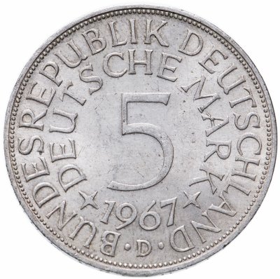 купить Германия 5 марок, 1967 Отметка монетного двора: "D" - Мюнхен