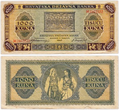 купить Хорватия 1000 куна 1943 (Pick 12a)