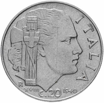 купить Италия 20 чентезимо (centesimi) 1939-1943 магнетик, случайная дата