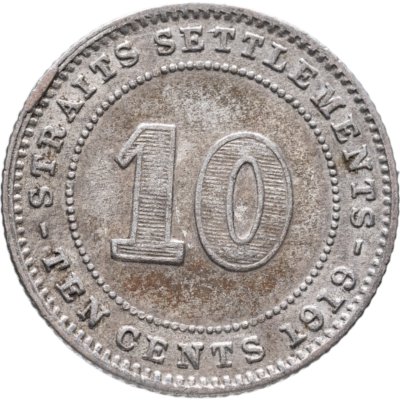 купить Стрейтс Сетлментс 10 центов (cents) 1919