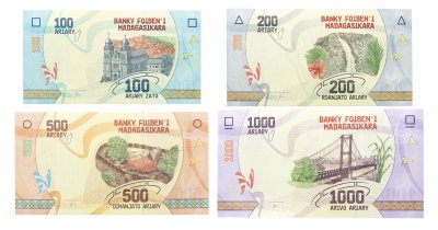 купить Мадагаскар 100,200,500 и 1000 ариари 2017 года набор из 4 штук Фауна UNC