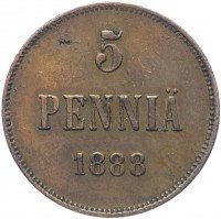 Купить 5 пенни 1888, монета для Финляндии