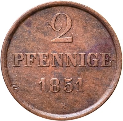 купить Германия, Королевство Ганновер 2 пфеннига 1851