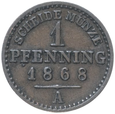 купить Германия, Пруссия 1 пфенниг 1868