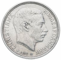 Купить Дания 2 кроны (kroner) 1930 "60 лет со дня рождения короля Кристиана X"