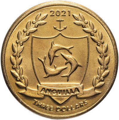 купить Монетовидный жетон Ангилья 3 доллара 2021 "Стоп COVID-19. Первая вакцина против COVID-19"