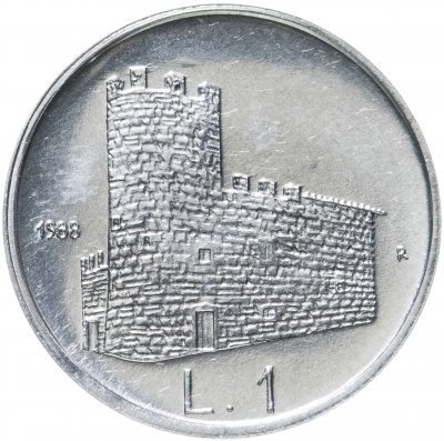 купить Сан-Марино 1 лира (lira) 1988 "Укрепления Сан-Марино"