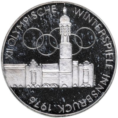 купить Австрия 100 шиллингов (shillings) 1975 XII зимние Олимпийские Игры, Инсбрук 1976 - Здания и Олимпийская эмблема