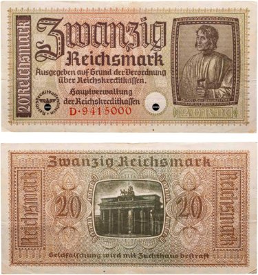купить Германия 20 рейхсмарок 1940-1945 Немецкие оккупационные территории
