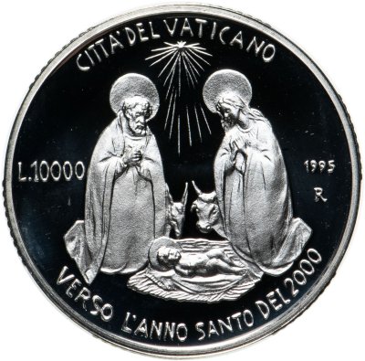 купить Ватикан 10000 лир (lire) 1995 "Святой Год 2000 - Рождество"