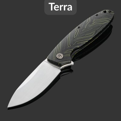 купить Складной нож Petrified Fish Terra PFB01 (PFB01GRDMS), сталь D2 Satin, рукоять Green Gmascus