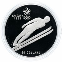 купить Канада 20 долларов (dollars) 1987 "XV зимние Олимпийские Игры, Калгари 1988 - Прыжки на лыжах с трамплина"