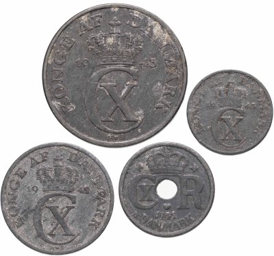 купить Дания набор от 1 до 10 эре 1941-1943 (4 шт)
