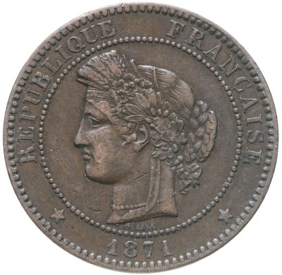 купить Франция 10 сантимов (centimes) 1871