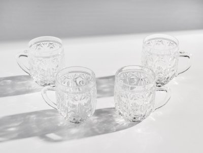 купить Набор из 4 кружек с рельефным орнаментом, стекло, СССР, 1970-1990 гг.