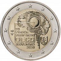 Купить Словакия 2 евро 2020 "Вступление Словакии в Организацию по экономической кооперации и развитию"