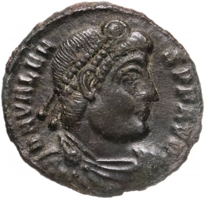 купить Римская Империя Валент II 364–378 гг фракция фоллиса (реверс: Виктория идет влево, в руках - венок и пальмовая ветвь)