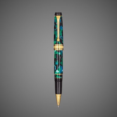купить Ручка-роллер Aurora Optima Auroloide, Emerald green GT, в подарочной коробке, Покрытия: позолота, позолота, смола, 2026 г.